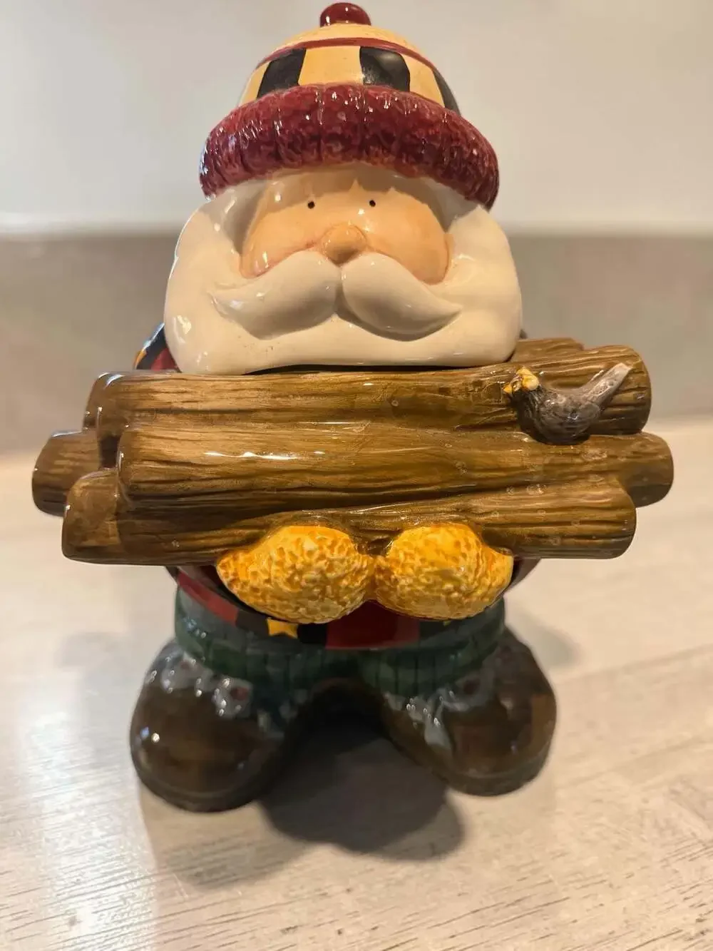 Sakura Debbie Mumm 1998 Woodland Santa Lumberjack Cookie Jar